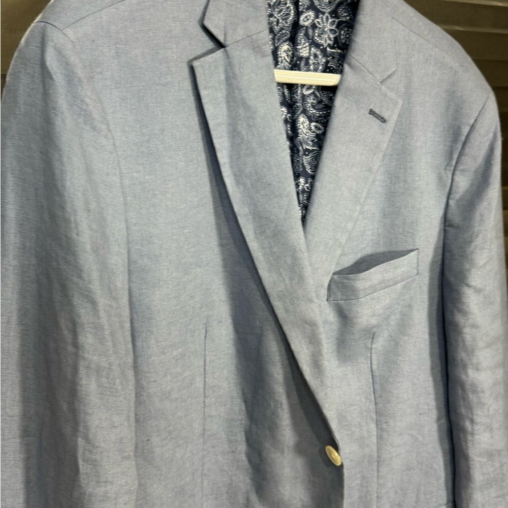 Ralph Lauren Polo 100% Linen 42R Sport Jacket Blazer Blue Paisley Black Label - Picture 2 of 10